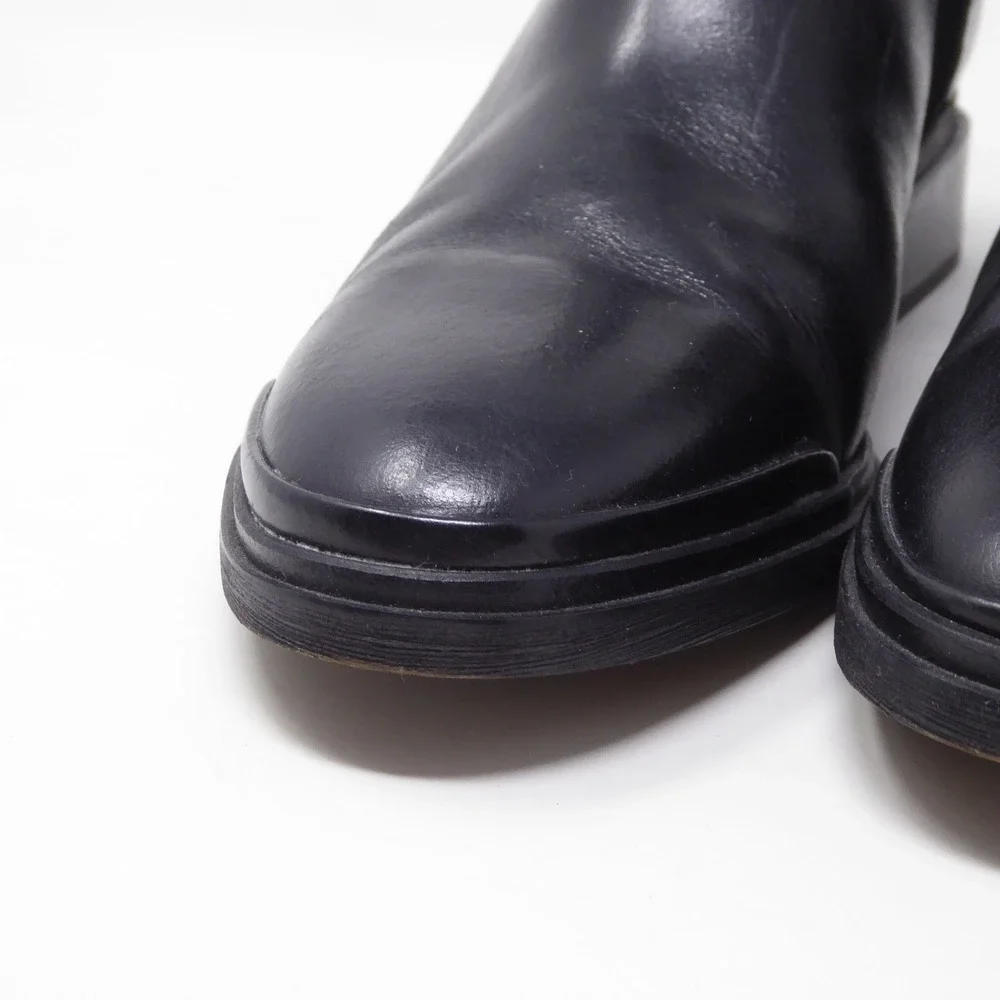 Franco Sarto Nemi Women Ankle Boots Black Leather Side Zip Block Heel 8M